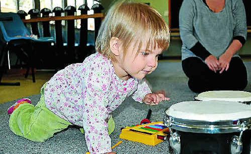 15-month-old Willow Kost at the music play-group yesterday. 15-month-old Willow Kost at the music play-group yesterday.